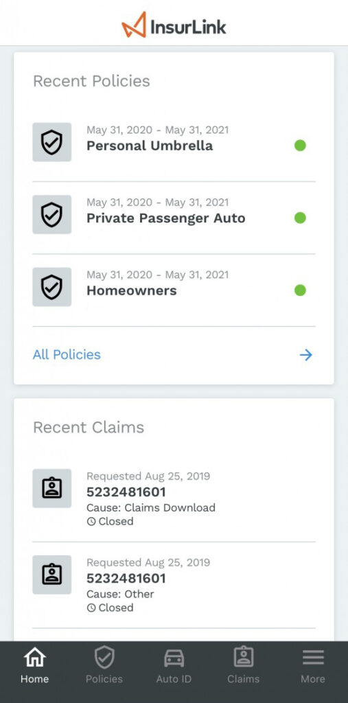 insurlink, app screen